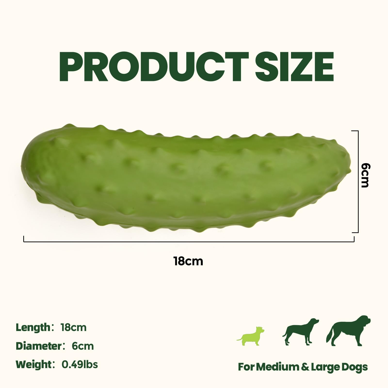 LIFLIX cucumber shaped natural rubber chew toy resists heavy chewers