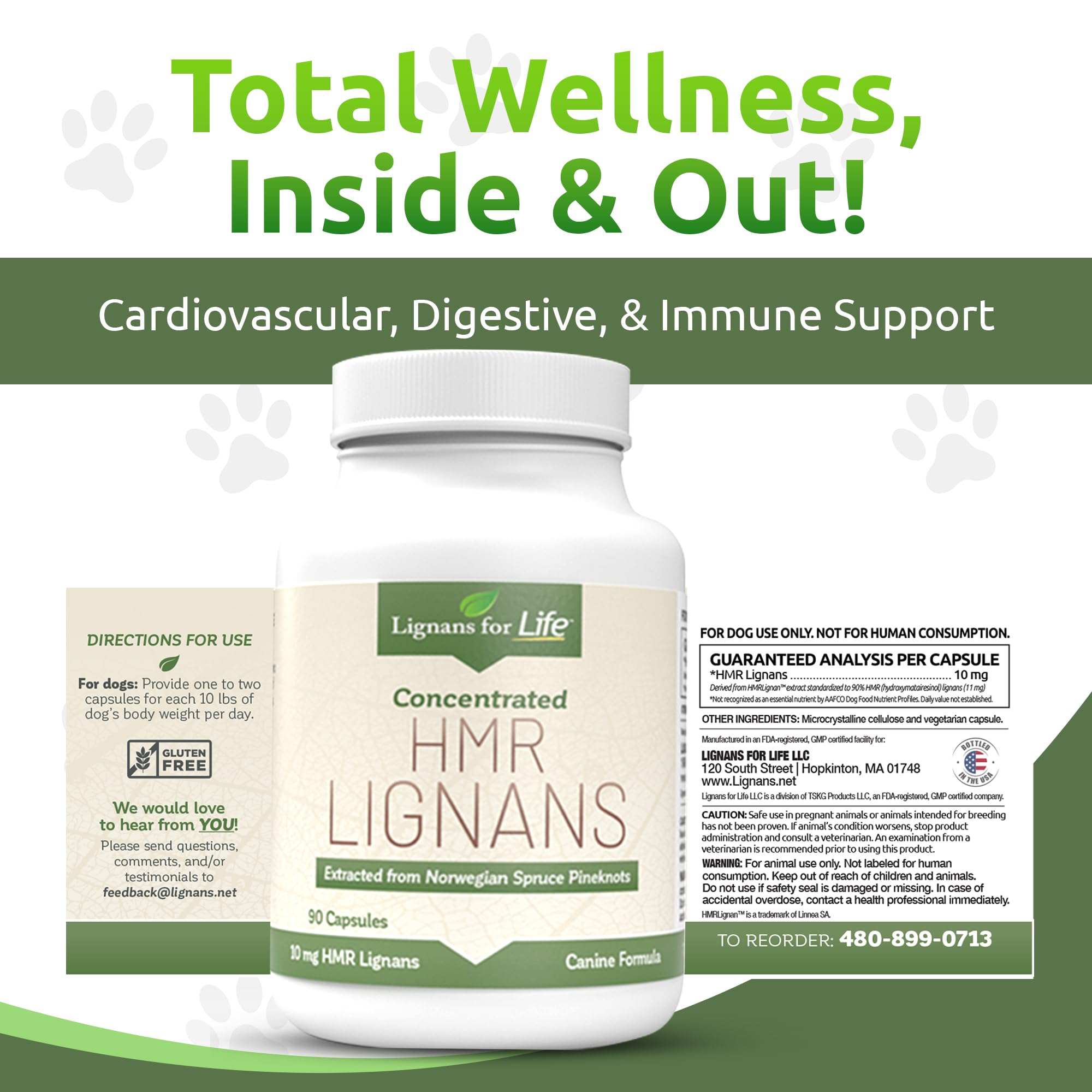 Lignans For Life HMR Lignans 10mg adrenal balance supports dog energy and mood
