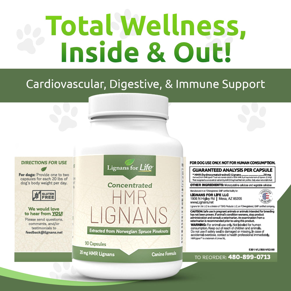 Lignans For Life HMR Lignans capsules enhancing coat shine and skin health
