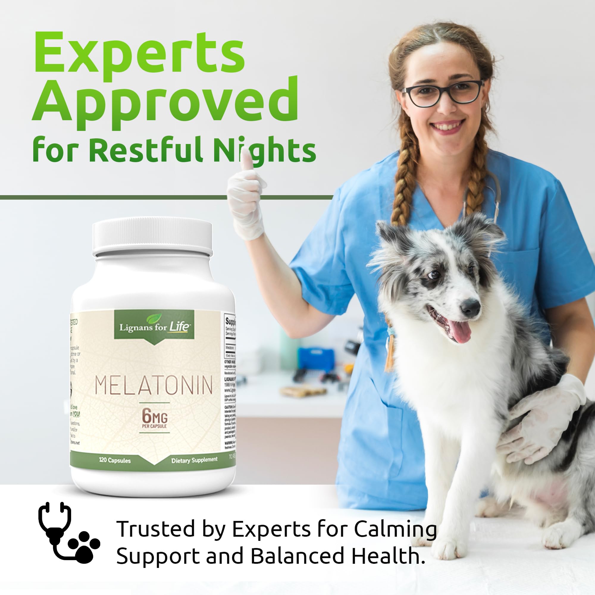 Dosing reminder with Lignans For Life melatonin capsules and bottle