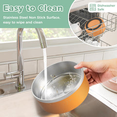 LIHONG 64oz orange insulated inner bowl keeps water cooler longer.