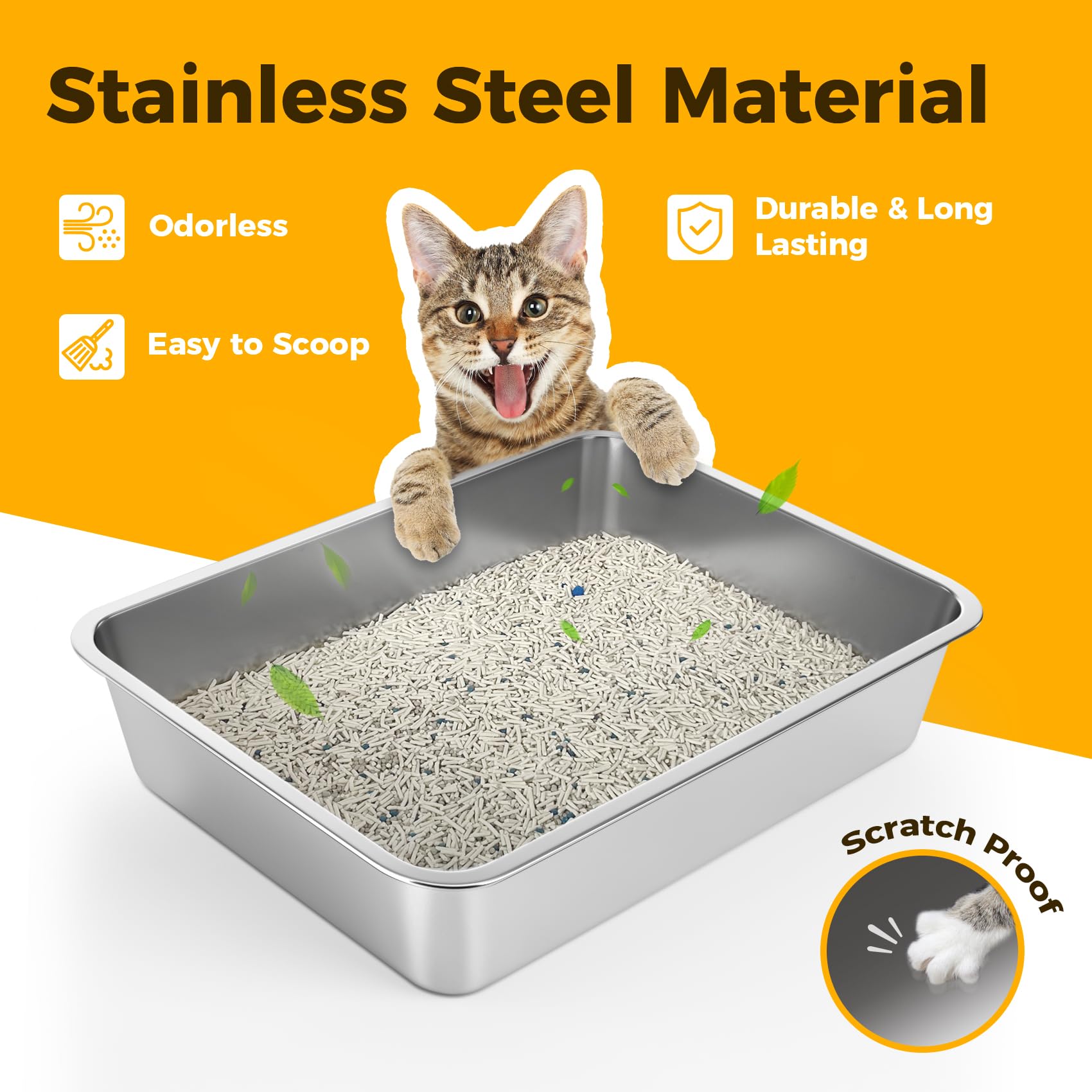 LIHONG stainless steel cat litter box side view demonstrates compact footprint for corners