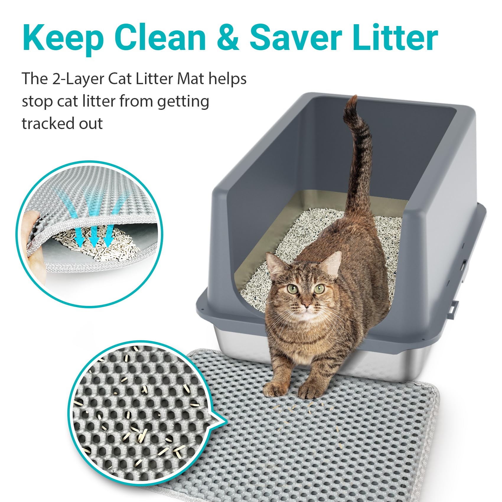 LIHONG stainless steel litter box large entry for easy access by big cats