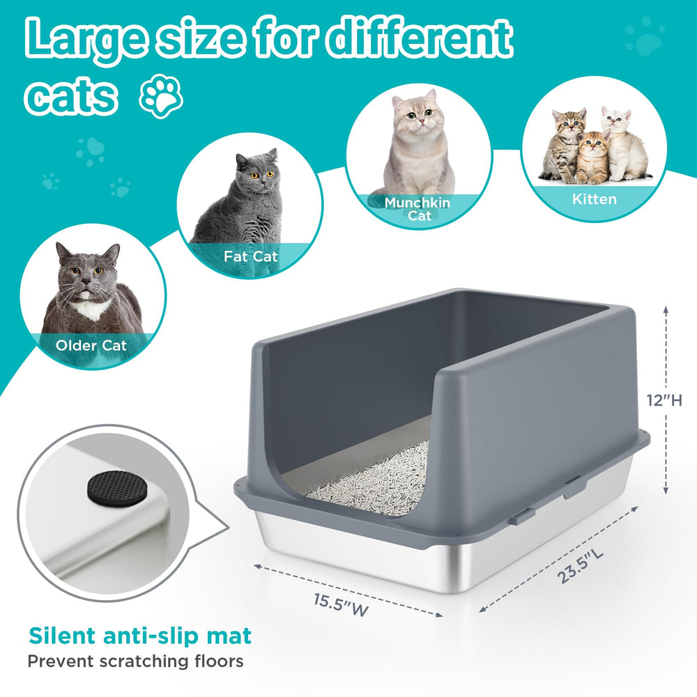 LIHONG stainless steel litter box lid lock close-up with locking clasp