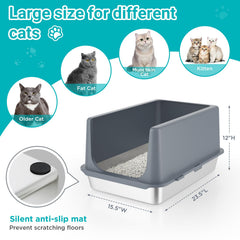 LIHONG stainless steel litter box lid lock close-up with locking clasp