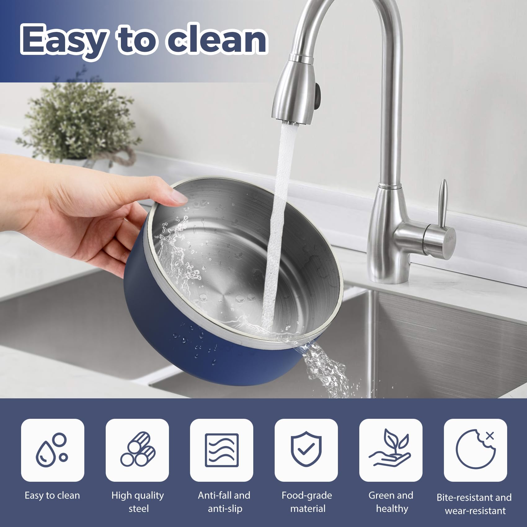 LIHOOOOM easy-clean dog bowl simplifies after-meal cleanup.