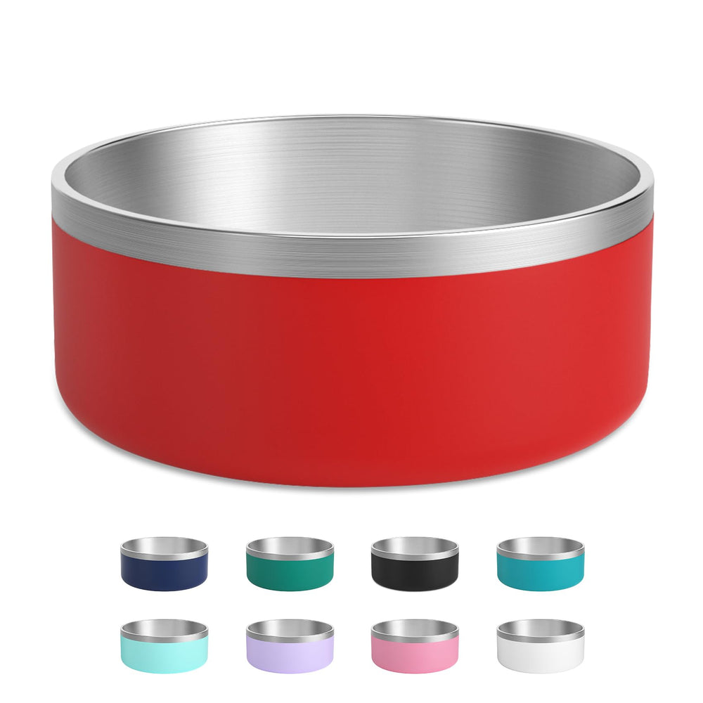LIHOOOOM large dog bowl in stainless steel with insulated interior for temperature control.
