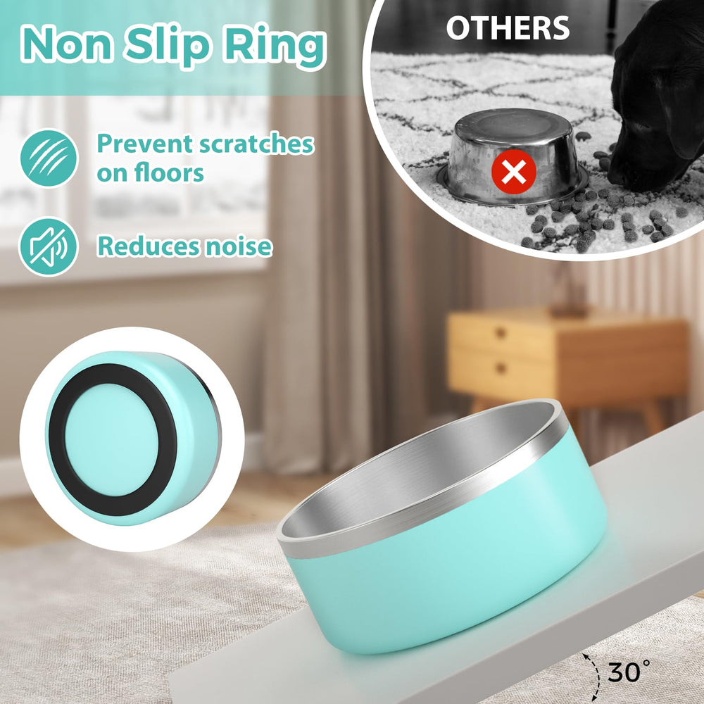 LIHOOOOM mint-green dog bowl ideal for large breeds at mealtime.