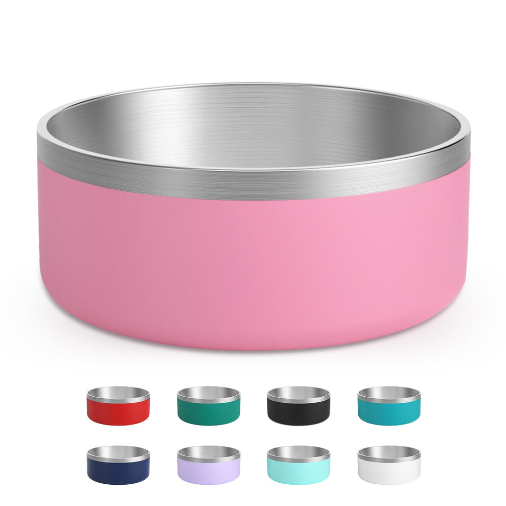 LIHOOOOM pink insulated dog bowl keeps water cool for large dogs.