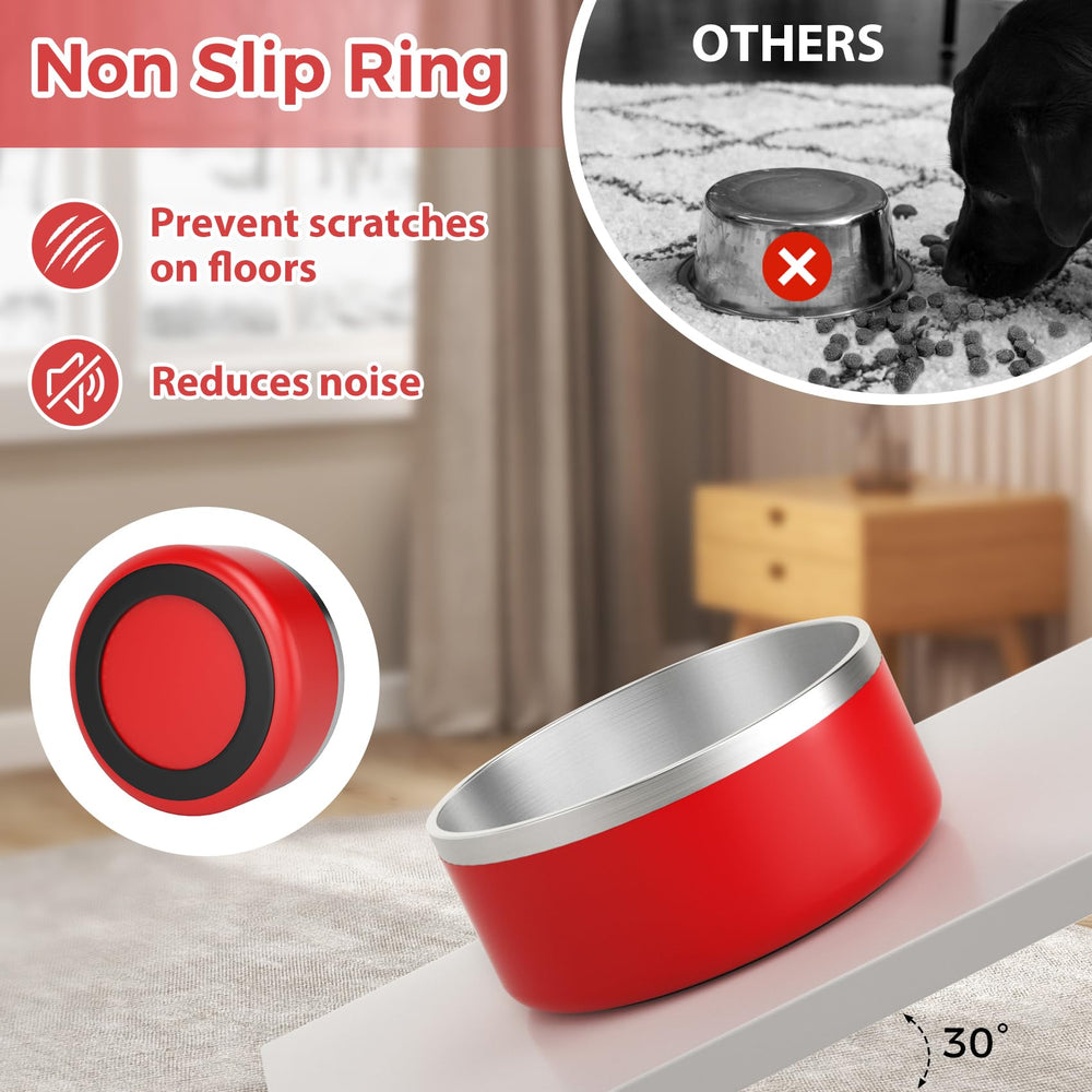 LIHOOOOM red dog bowl adds vibrant color to feeding area