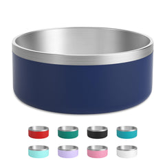 LIHOOOOM stainless steel dog bowl with blue exterior, built to last and easy to clean.