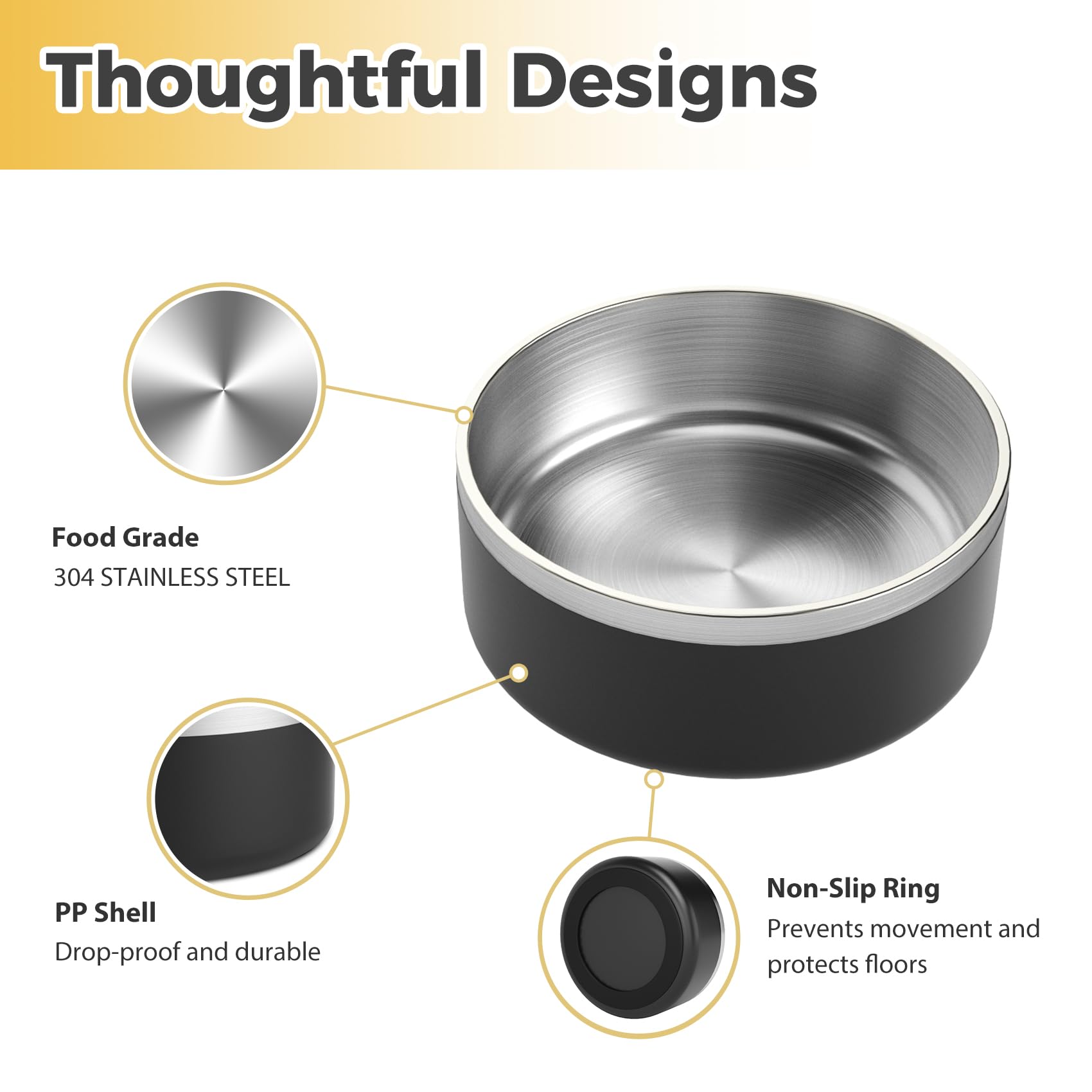LIHOOOOM insulated water bowl with large capacity keeps water cool longer