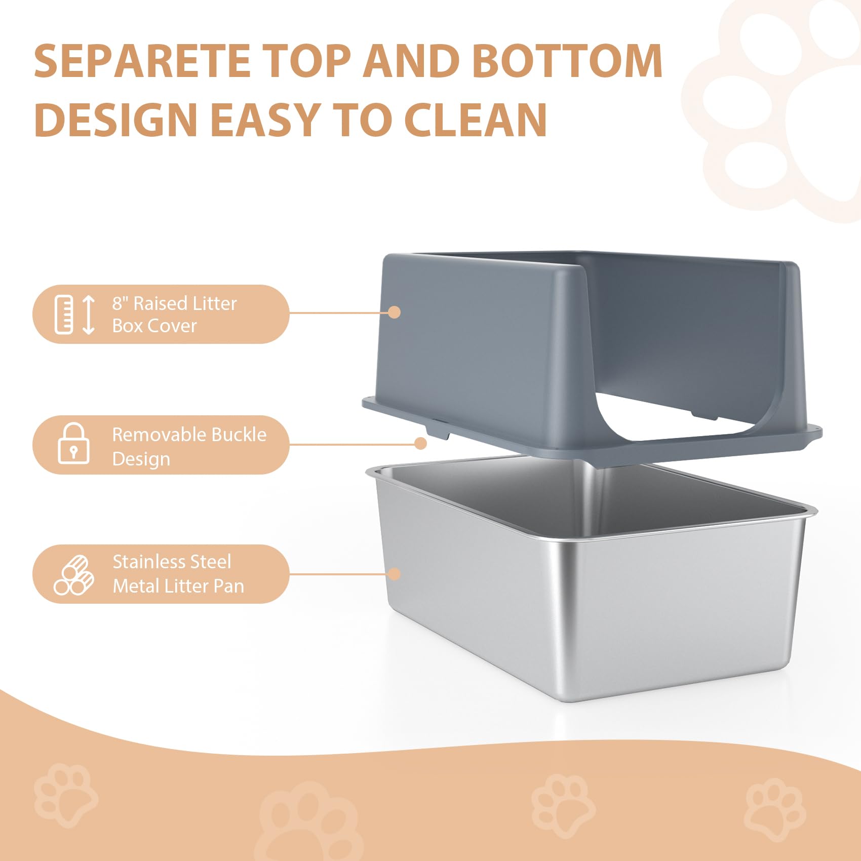 LIHOOOOM high-sides design reduces spills and keeps litter in place