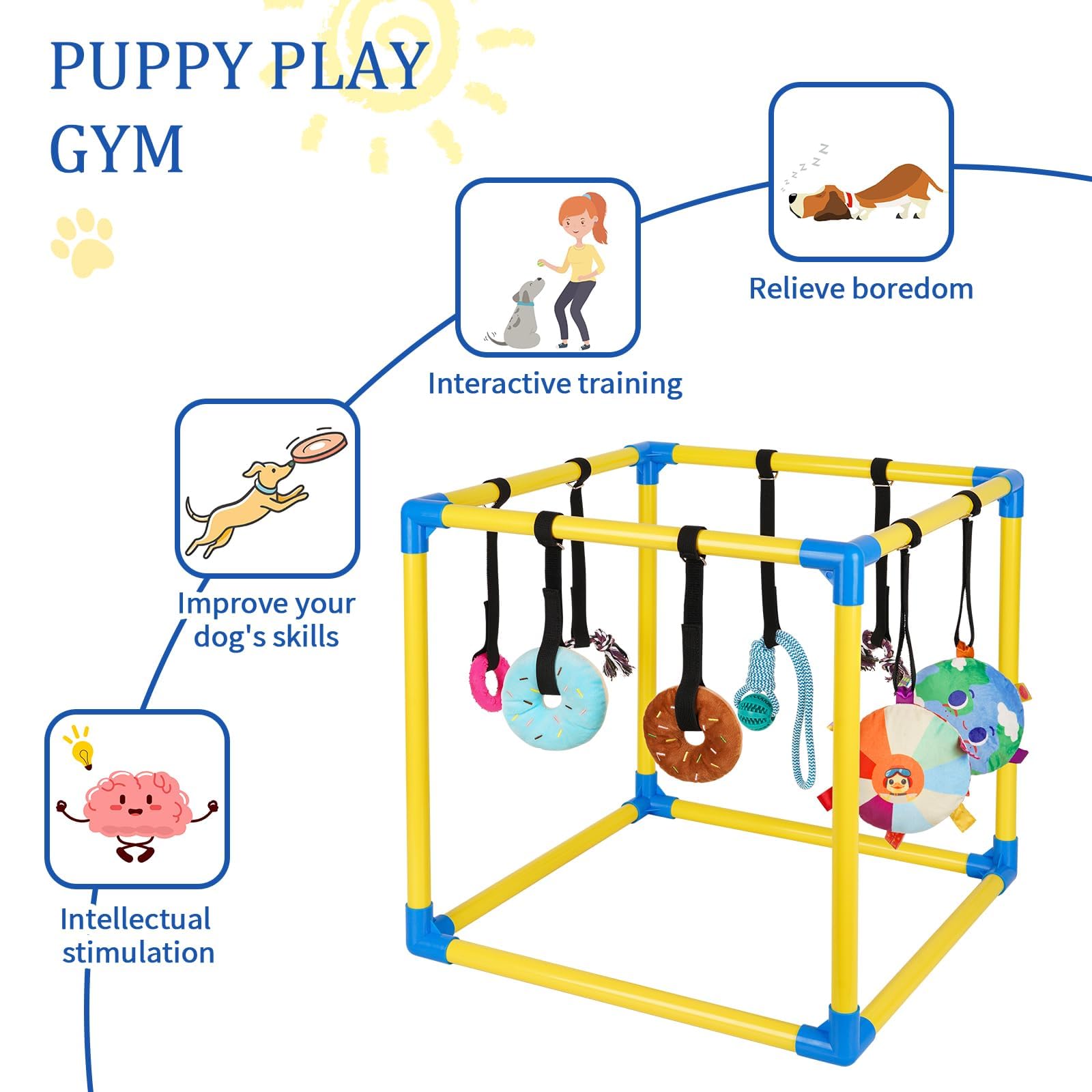 Liitrton Puppy Play Gym in living space supports independent play.