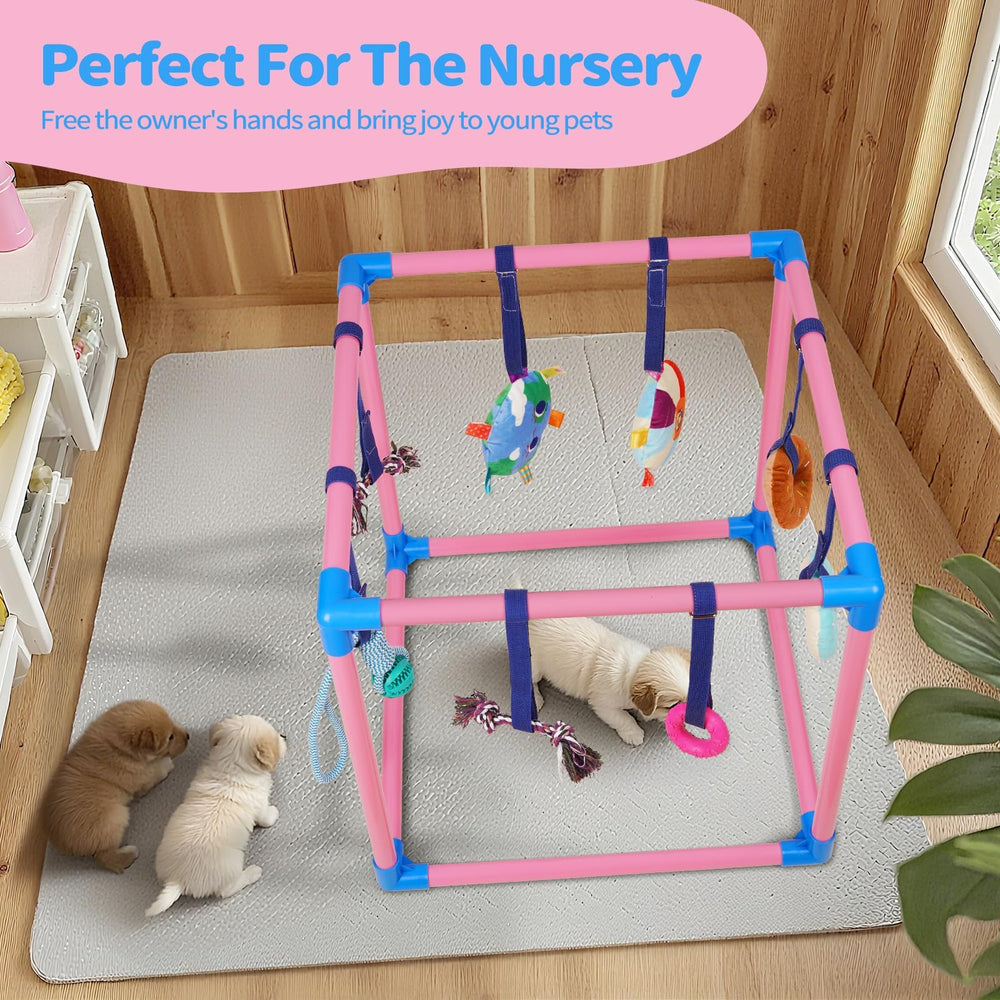 Liitrton Puppy Play Gym double-knotted rope toy supports chewing and motor skills.
