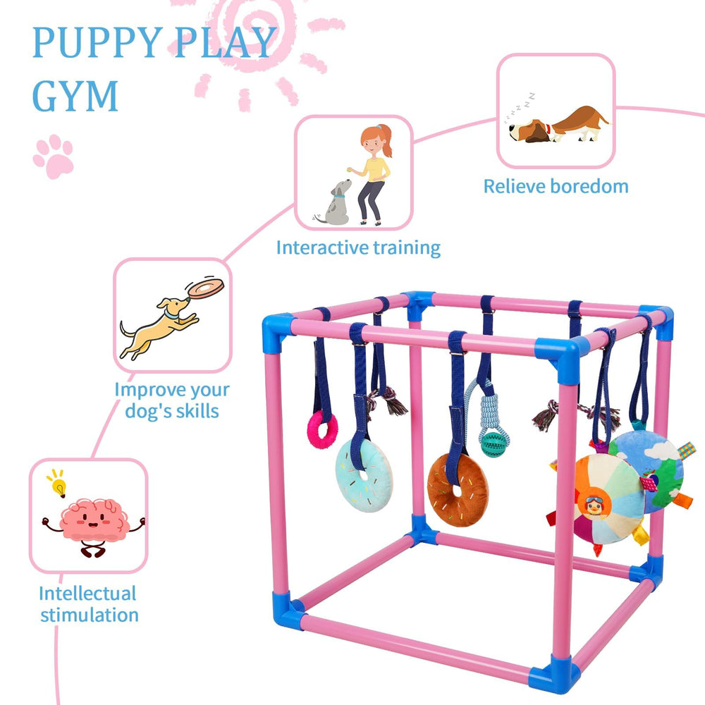 Liitrton Puppy Play Gym tether ball toy encourages batting and focus.