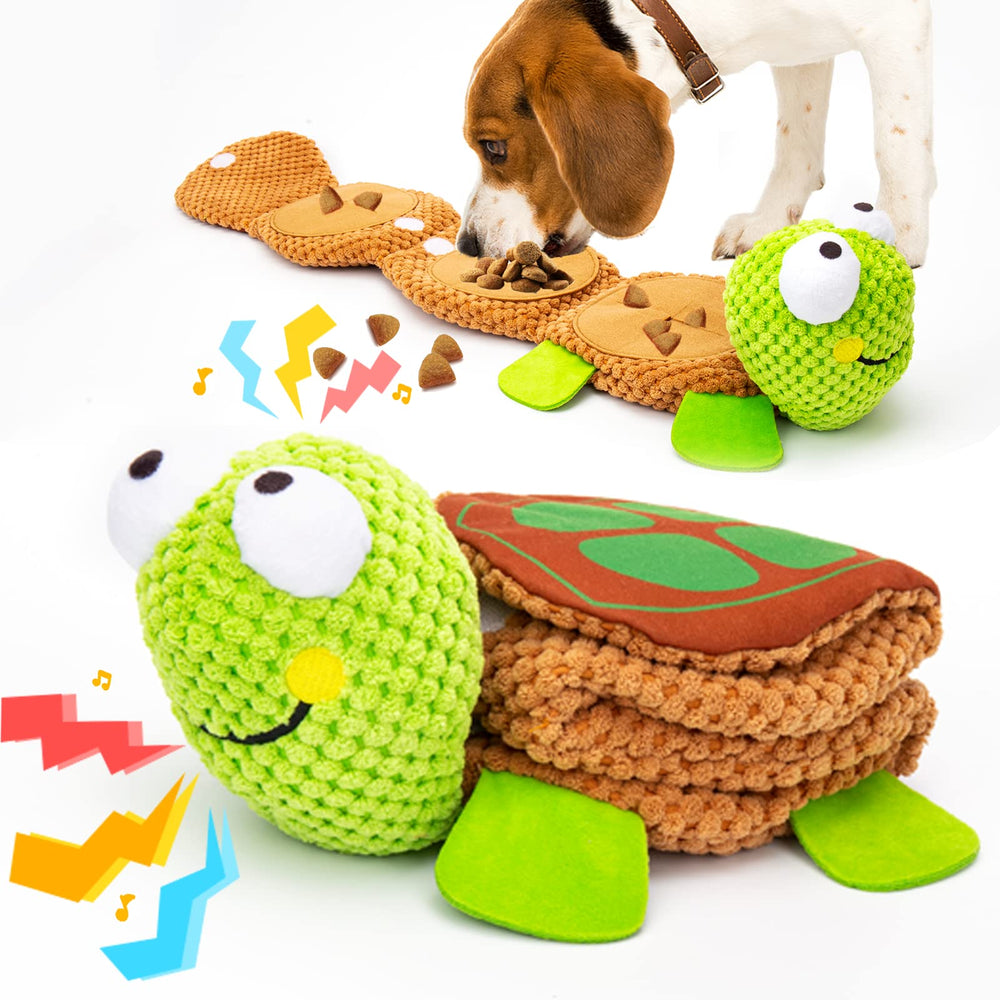 Lilfrd turtle enrichment toy with layered pockets for treat dispensing and mental stimulation.