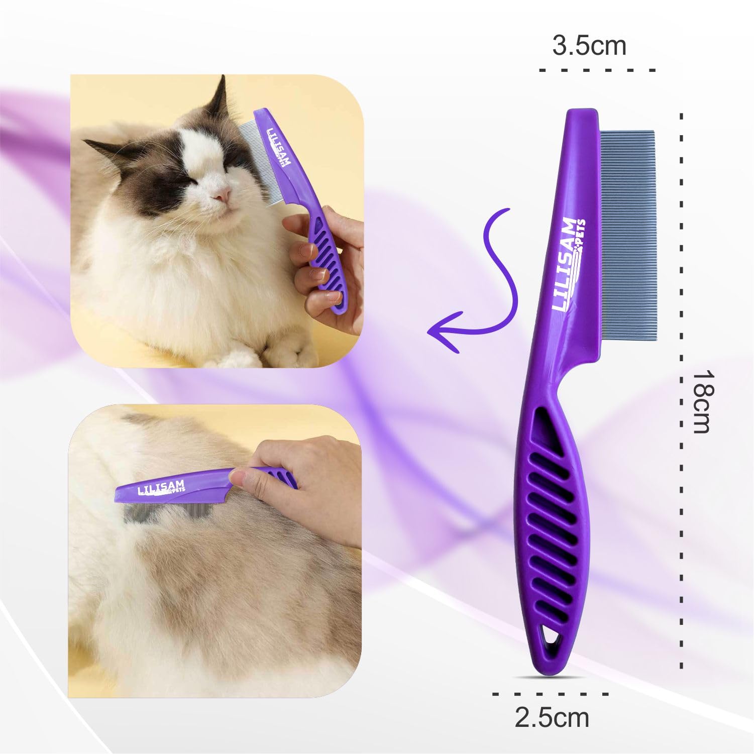 LILISAM slicker brush in action efficiently removes loose fur and mats.