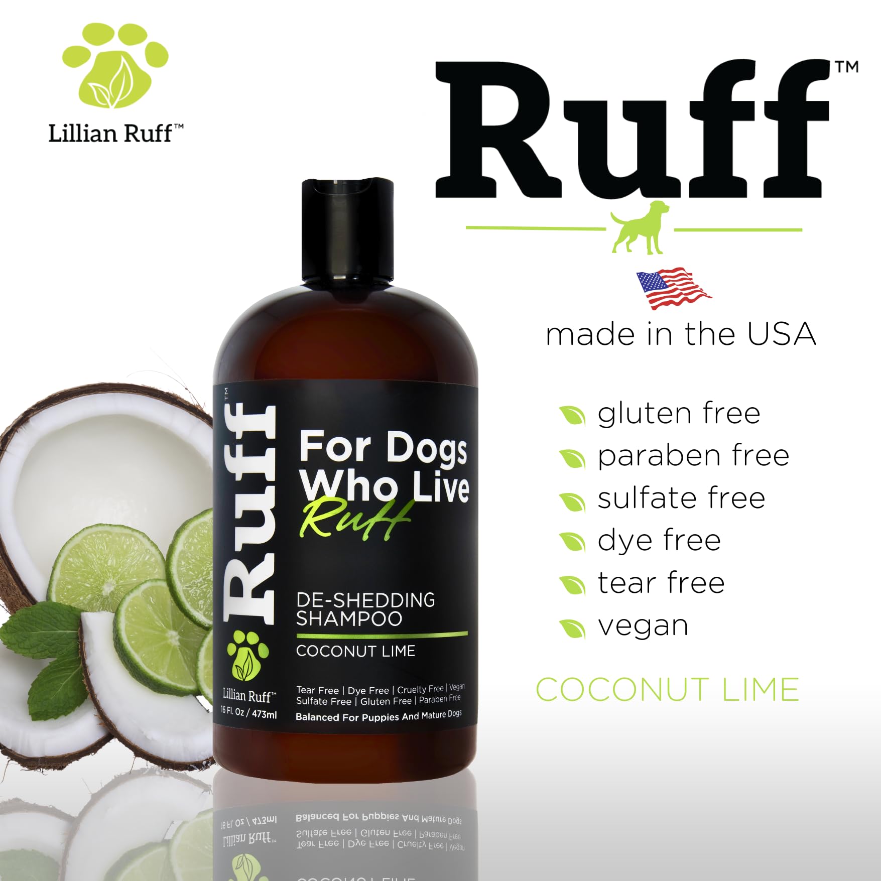 After bath, Lillian Ruff coat shows healthier shine and softness.
