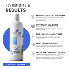 Lillian Ruff PRO Berry Blue coat application showing deep hydration for dry coats.