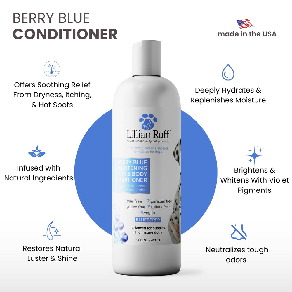 Lillian Ruff PRO Berry Blue ingredients close-up with blueberry extracts and vegan formula.