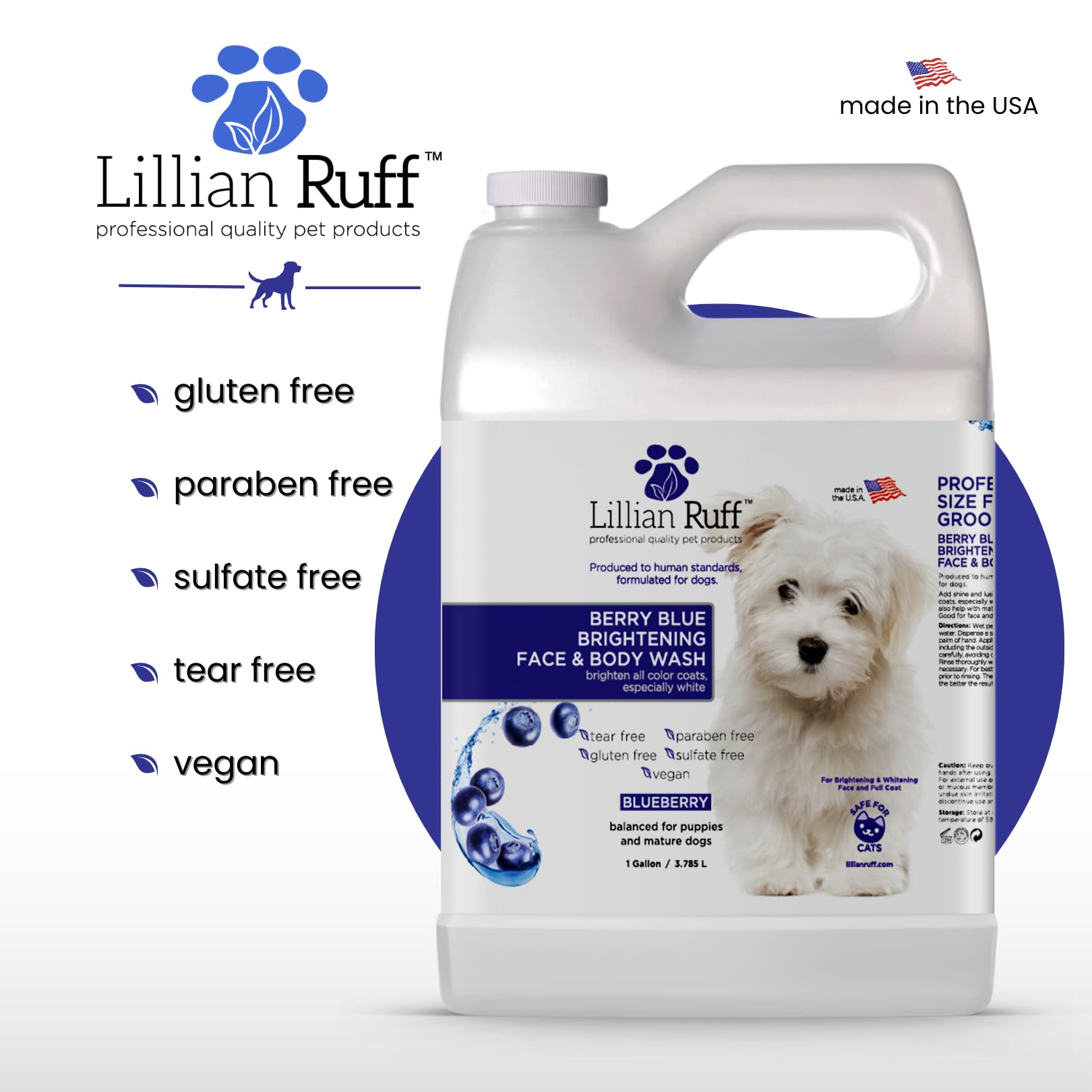 Lillian Ruff Berry Blue formula may help with tear-stain areas and odors.