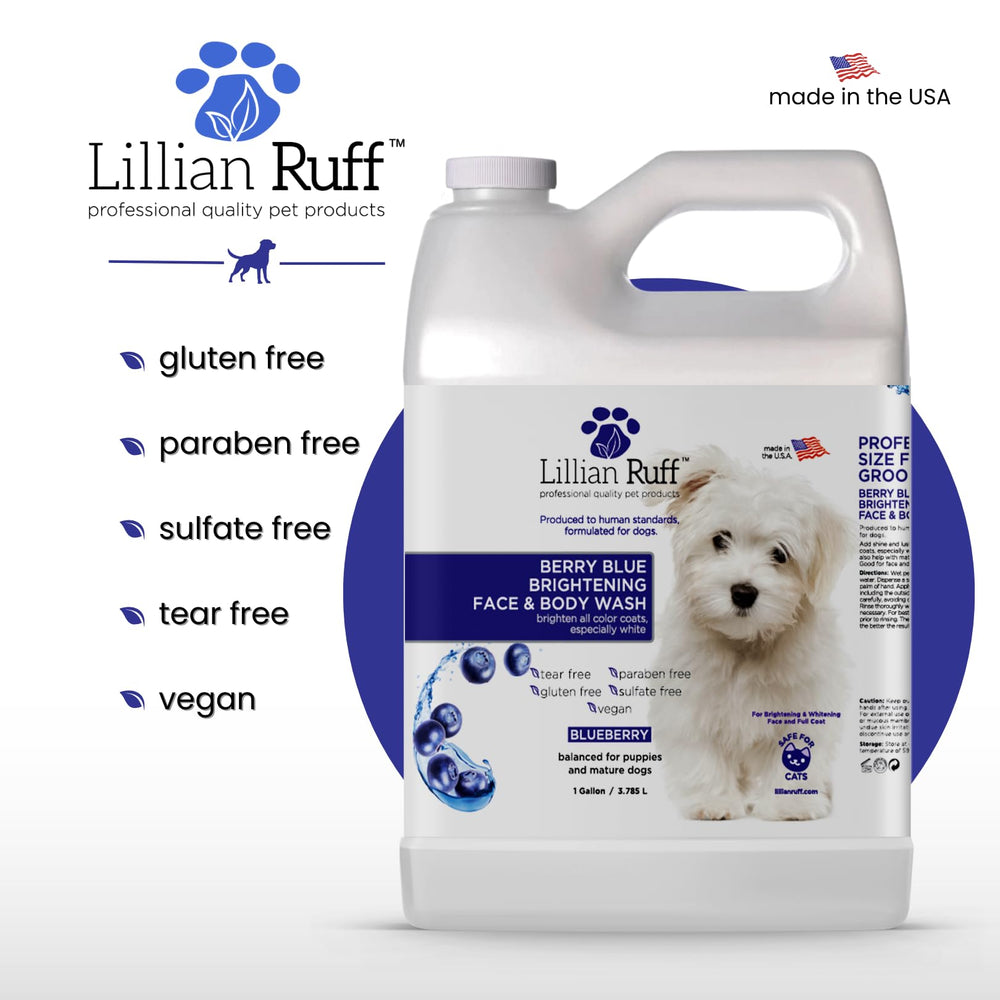 Lillian Ruff Berry Blue formula may help with tear-stain areas and odors.