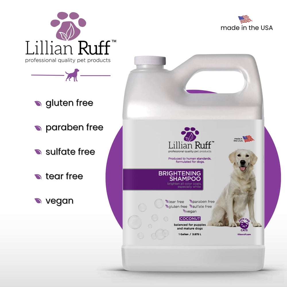 Lillian Ruff PRO gallon packaging signals large bottle value for frequent baths and grooming businesses