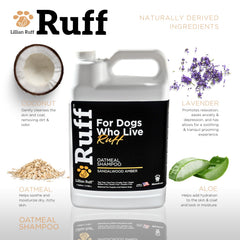Lillian Ruff Ruff Oatmeal Dog Shampoo lather demonstrates rich cushion for easy washing