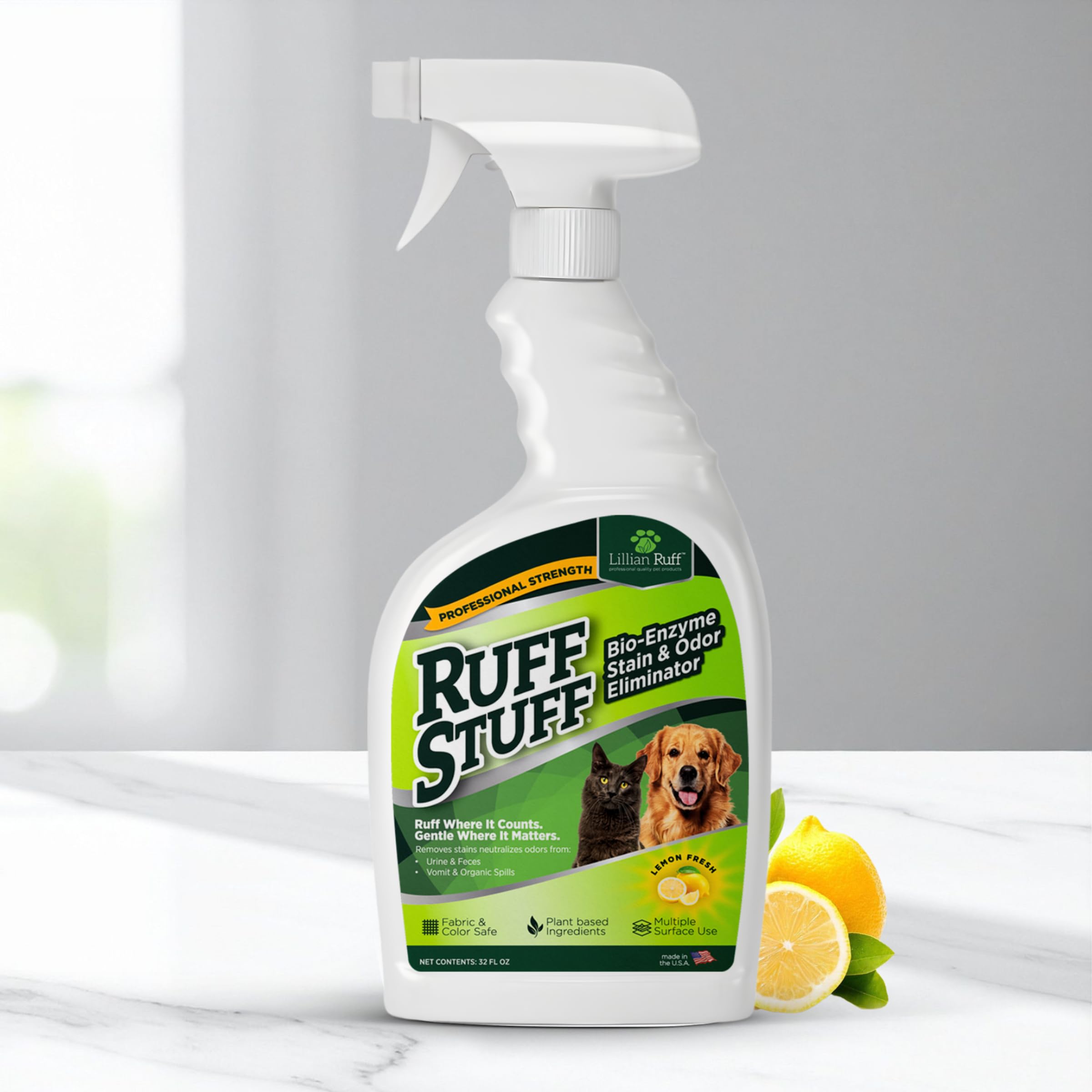 Lillian RUFF STUFF versatile stain remover for tiles and crates.