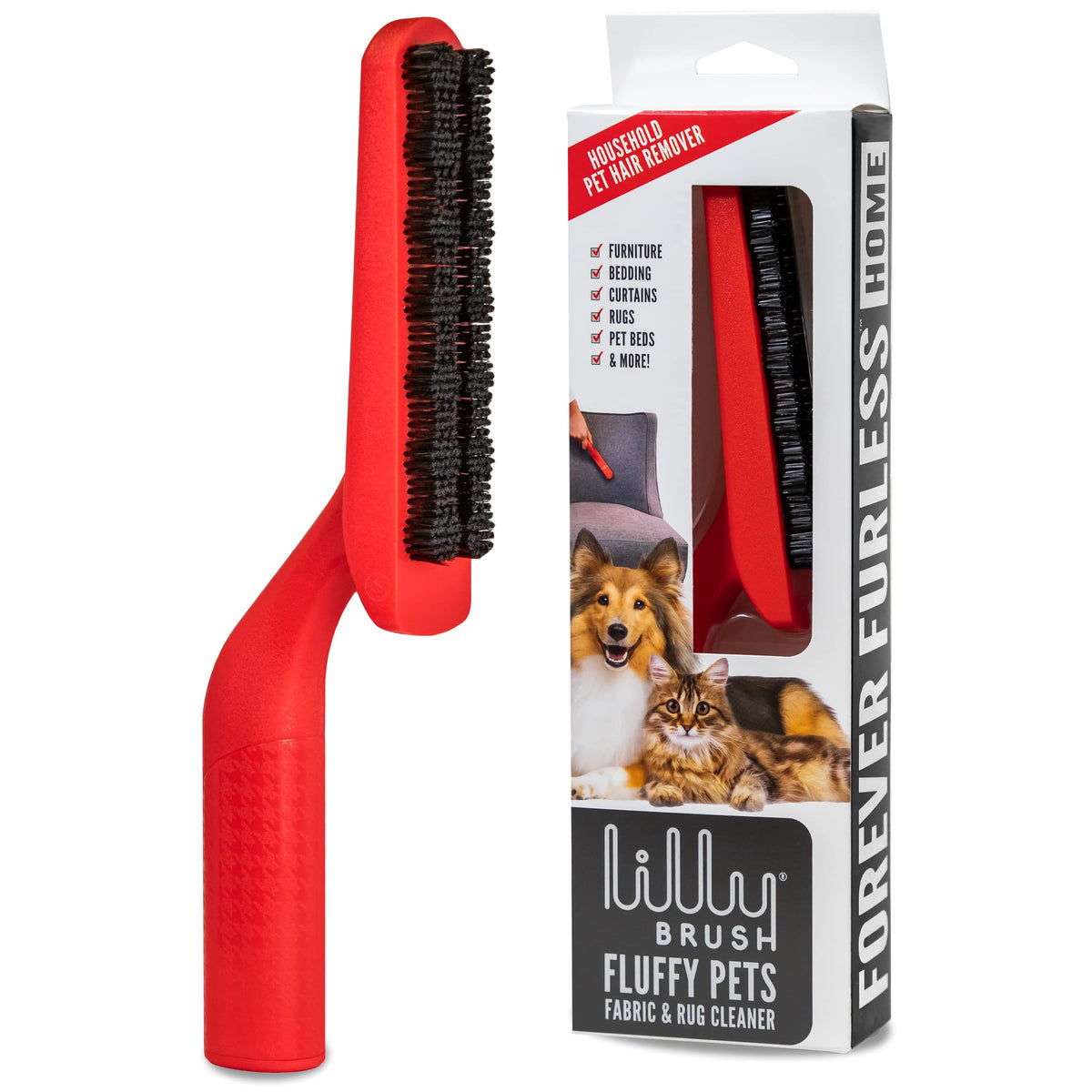 Lilly Brush Fluffy: close-up lifts pet hair from fabric surfaces with ease.