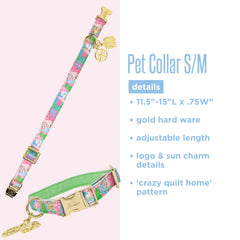 Lilly Pulitzer Crazy Quilt Home print on a vibrant dog collar.