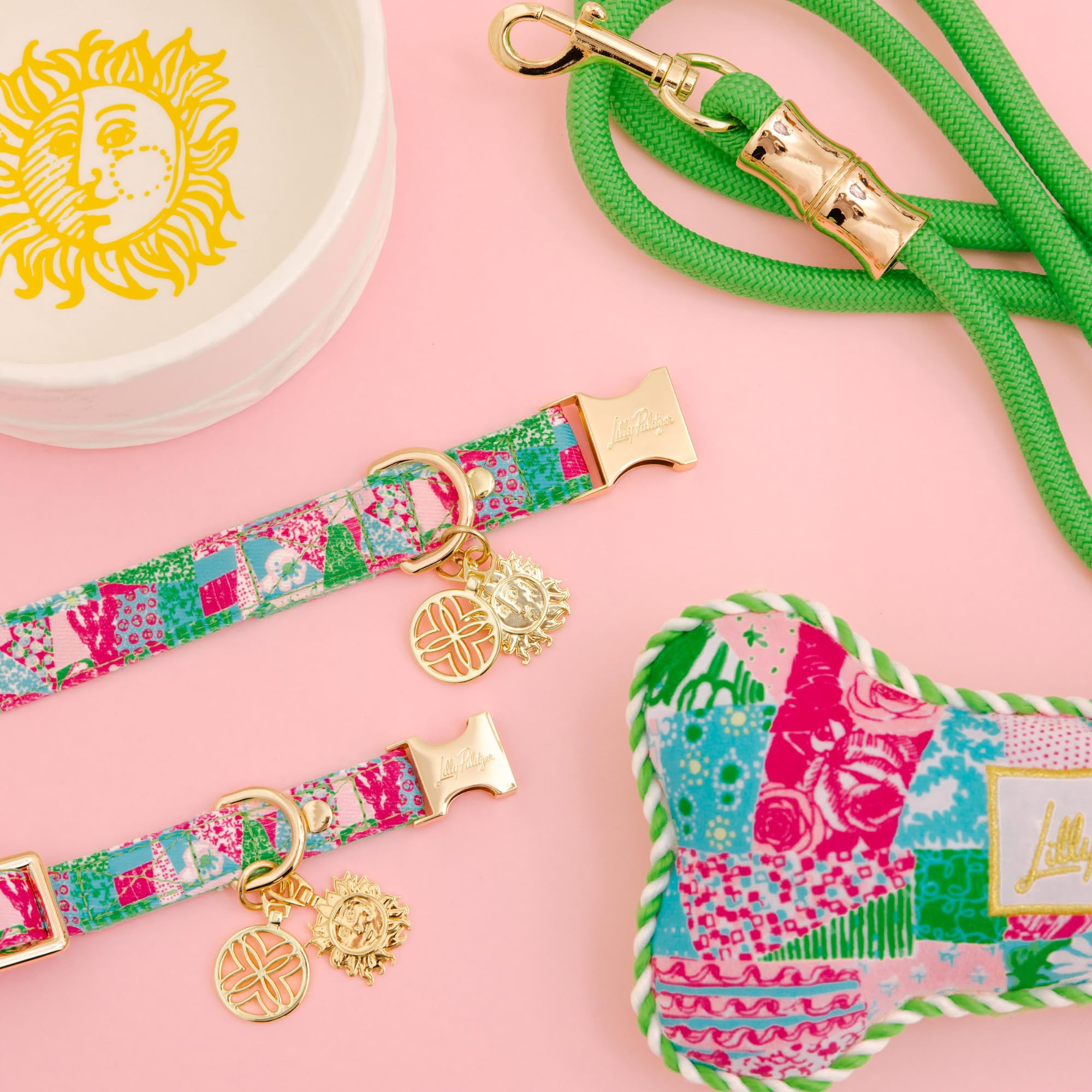 Lilly Pulitzer accents feature logo charm and sun charm.