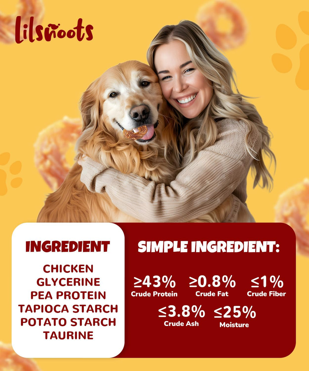 LILSNOOTS ingredients close-up underscore grain-free, real chicken first ingredients.