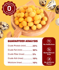 LILSNOOTS quail egg yolk meal topper crumbles over pet meals.