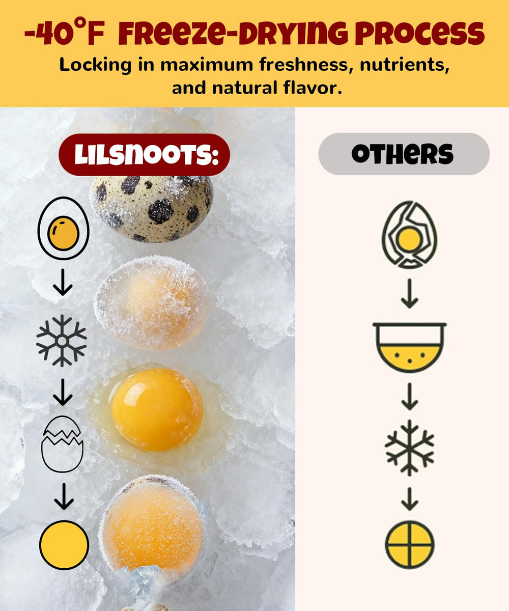 LILSNOOTS quail egg yolk snack for dogs and cats supports training rewards.