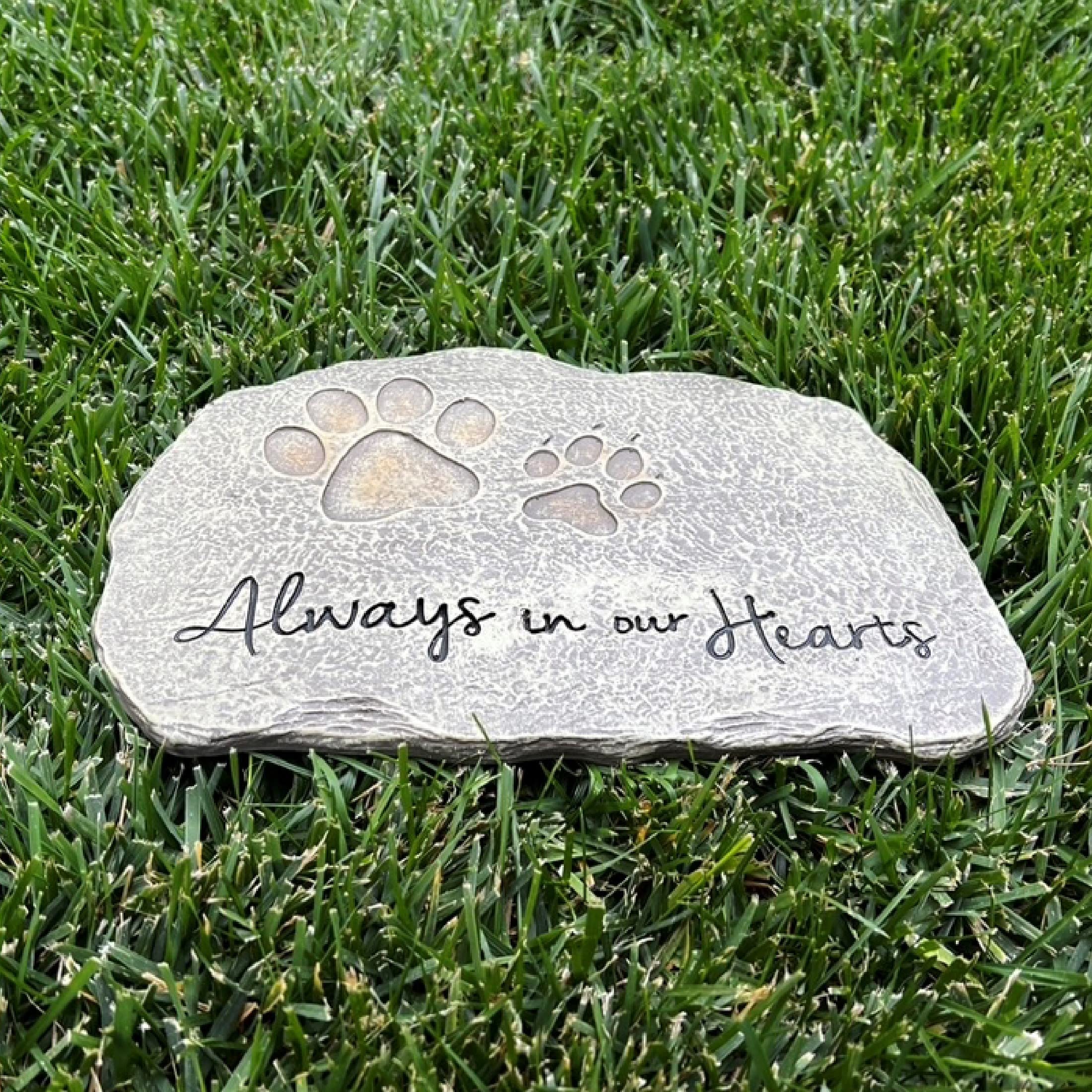 Lily's Home memorial stone with paw print detail offers a heartfelt tribute