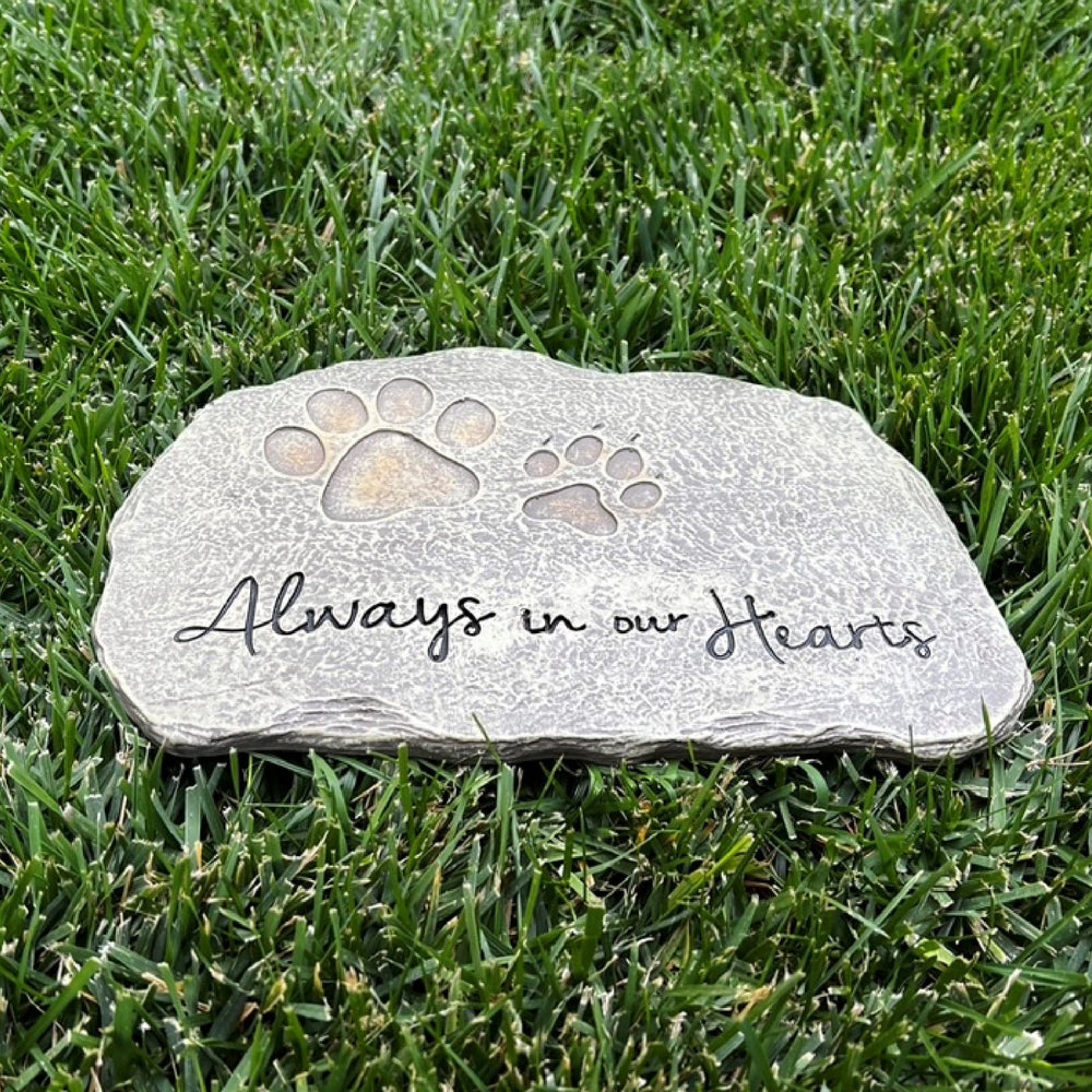 Lily's Home memorial stone with paw print detail offers a heartfelt tribute