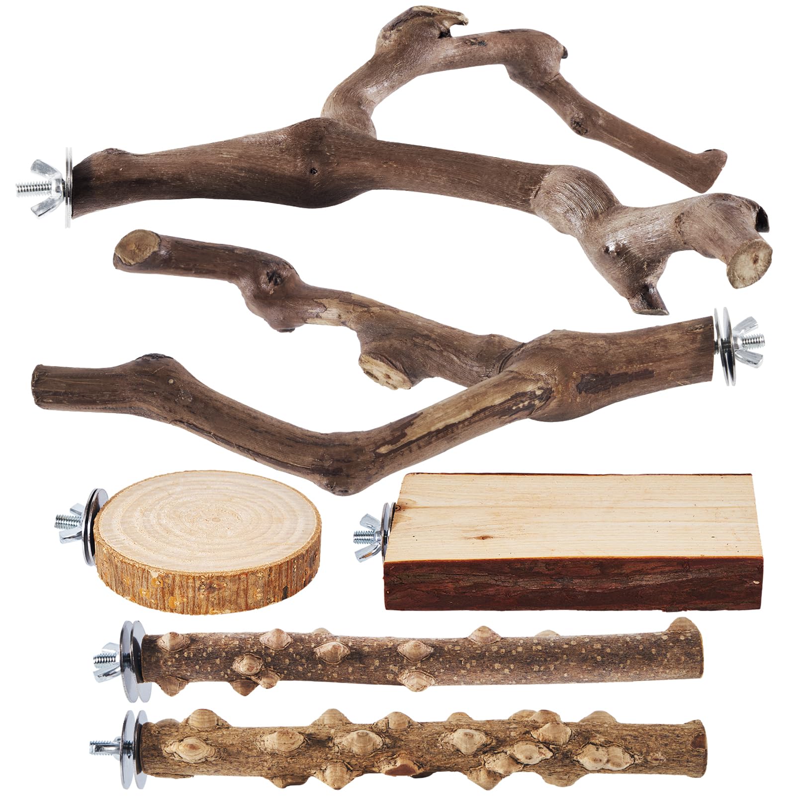 LIMIO Bird Perch Set grape stick paw grinding forks for natural grip and enrichment.