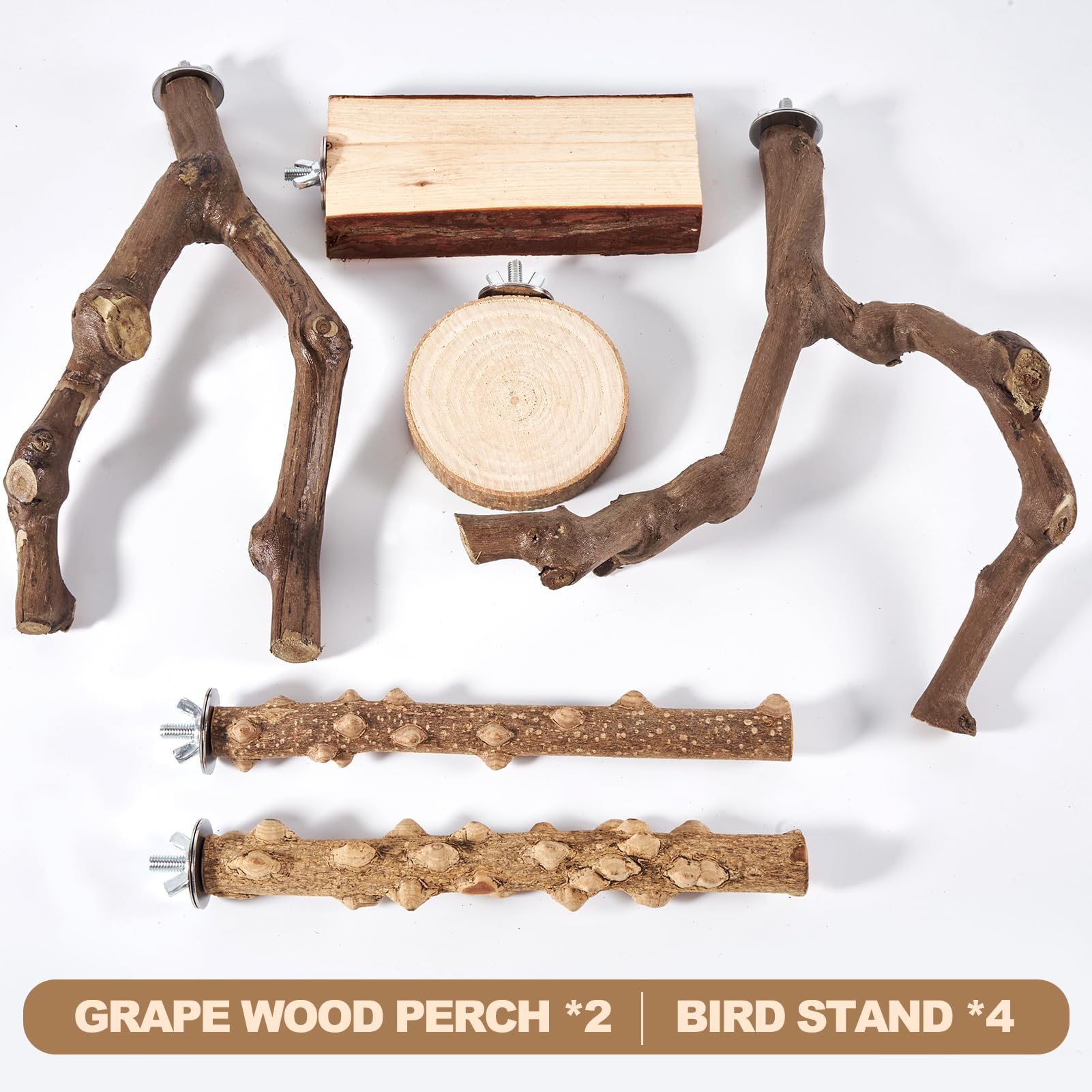 LIMIO Parrot Perch Set suits small to medium parrots, including cockatiels and budgies.