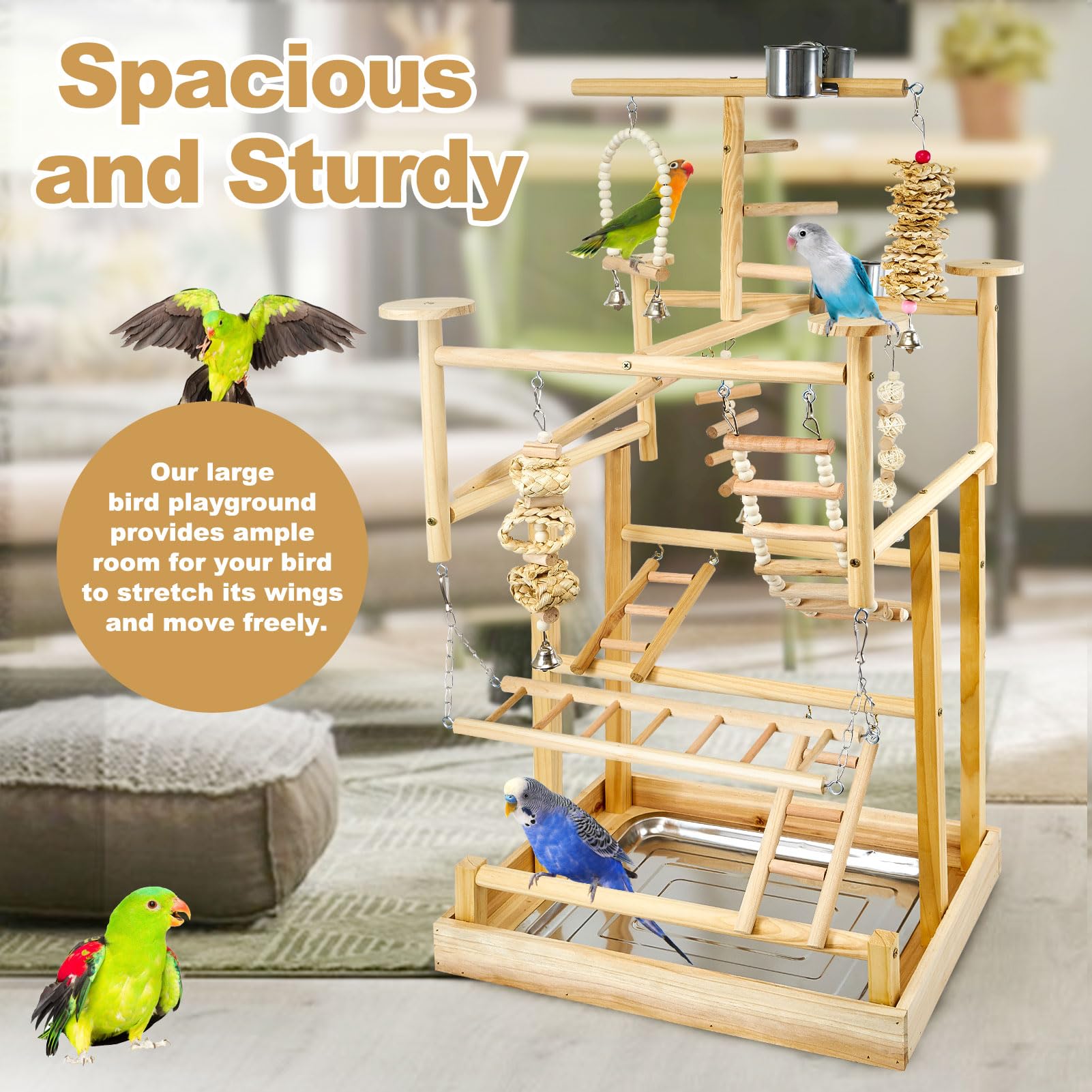 LIMIO Bird Playground includes perches toys and accessories for daily enrichment