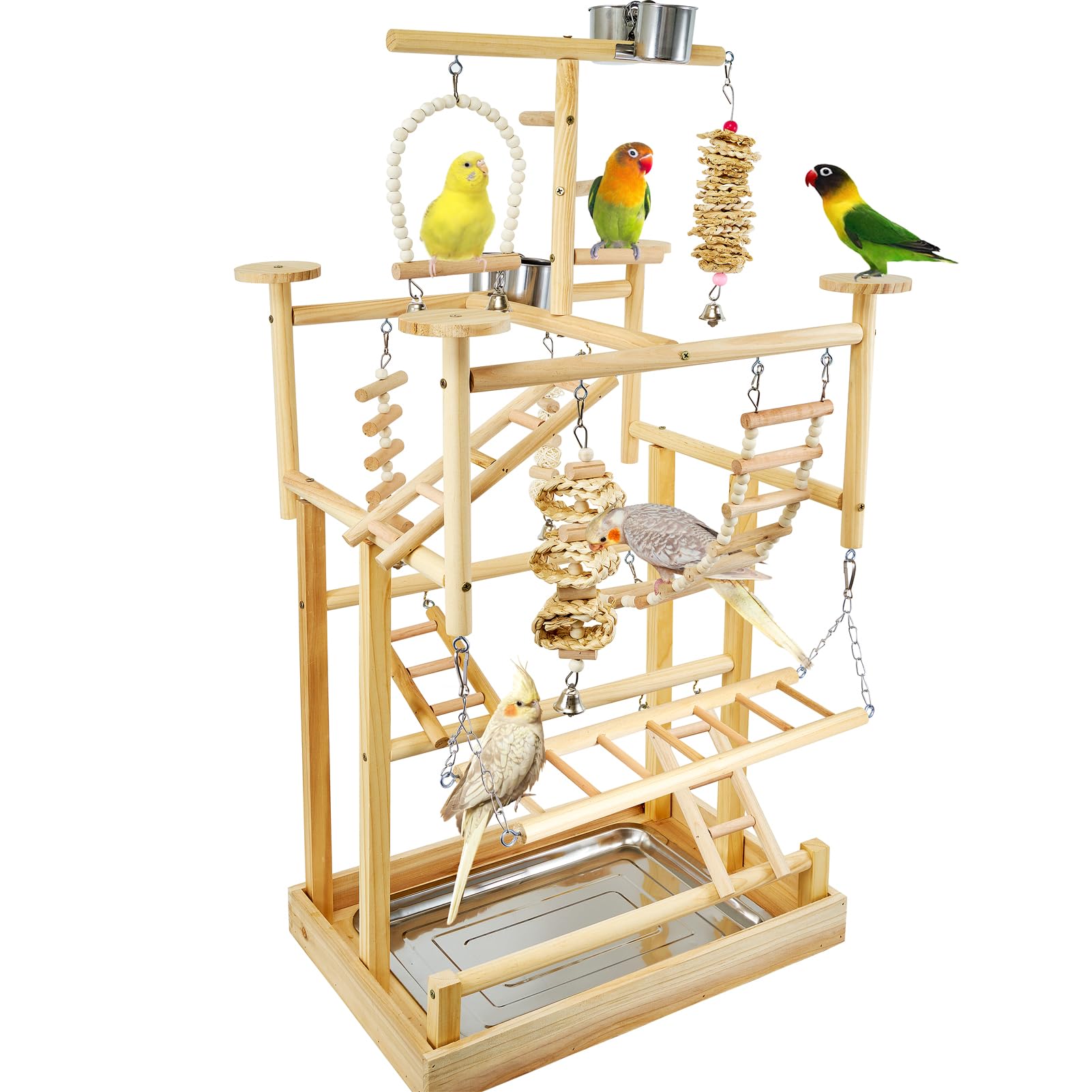 LIMIO Bird Playground with natural wood perches for safe, varied play