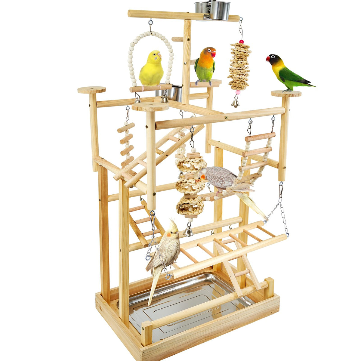 LIMIO Bird Playground with natural wood perches for safe, varied play