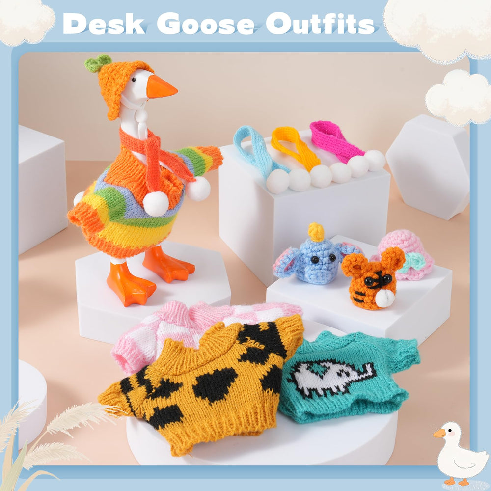 Linastu desk goose outfit sweater-pattern highlights refined textures on your desk goose