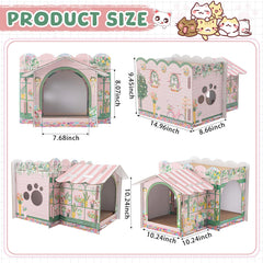 Lineshading cat house scratching pads inside offer safe scratching area.