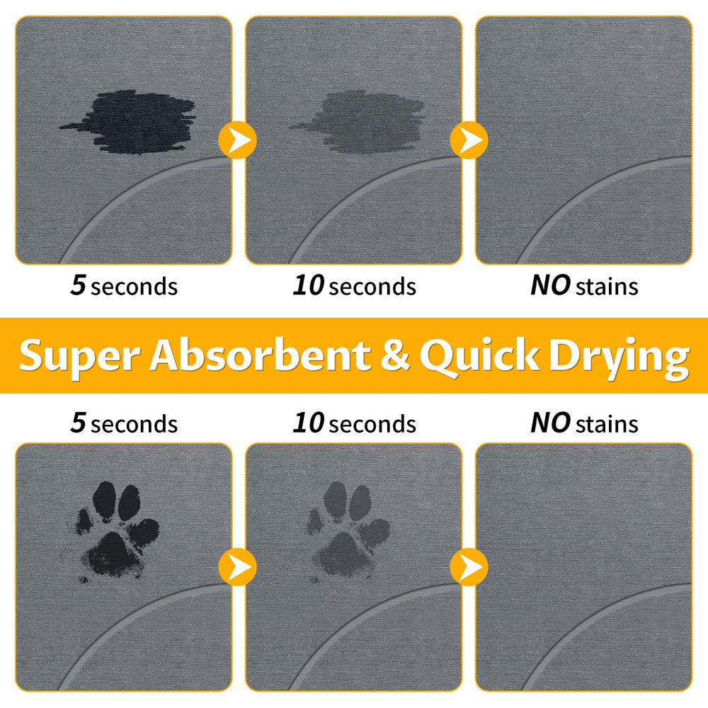 Linidcoud stone mat with grooves traps spills and protects floors