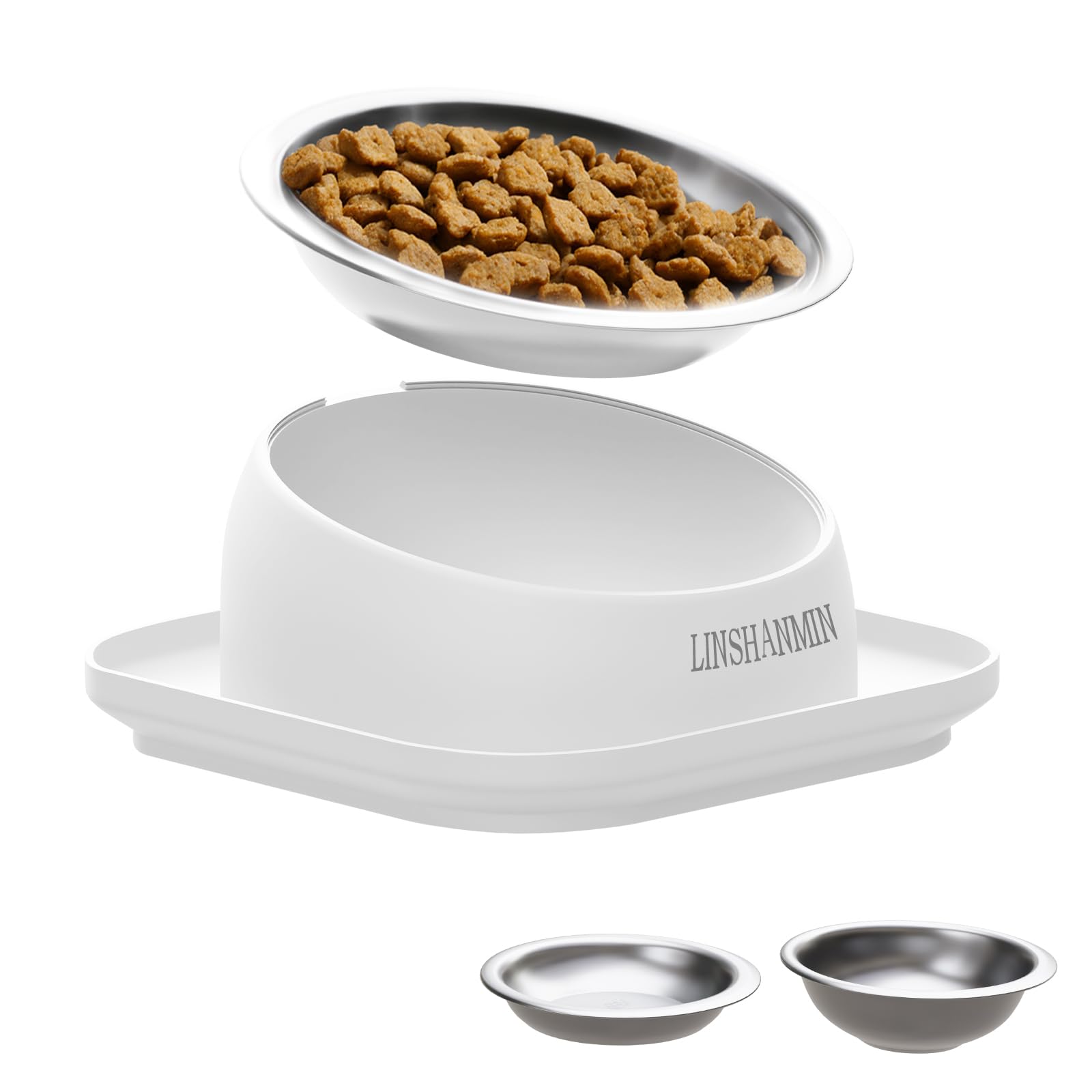 Linshanmin elevated tilted feeder for indoor cats enhances feeding comfort and posture