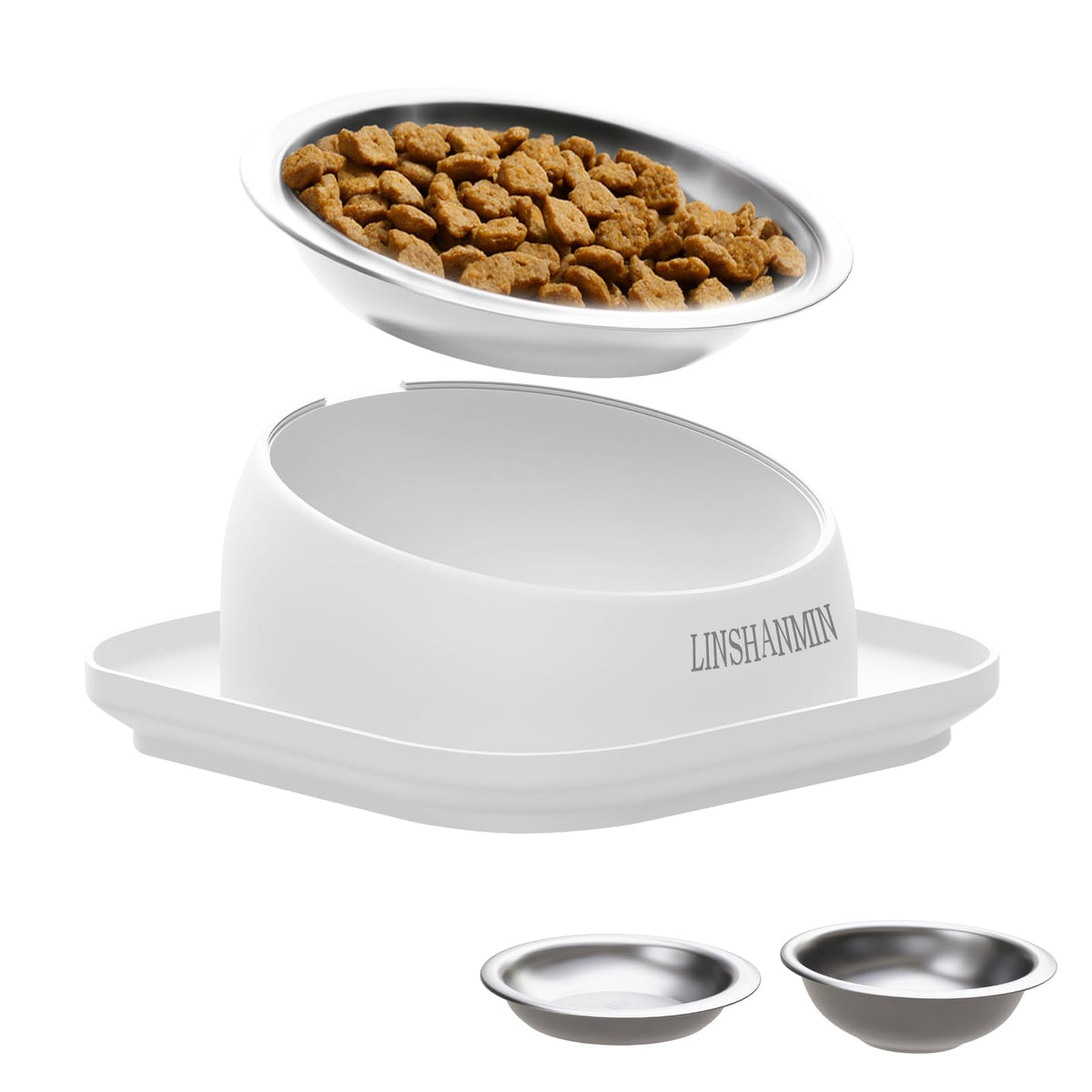 Linshanmin elevated tilted feeder for indoor cats enhances feeding comfort and posture