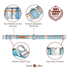 Lionet Paws Collar metal buckle and D-ring detail for leash attachment
