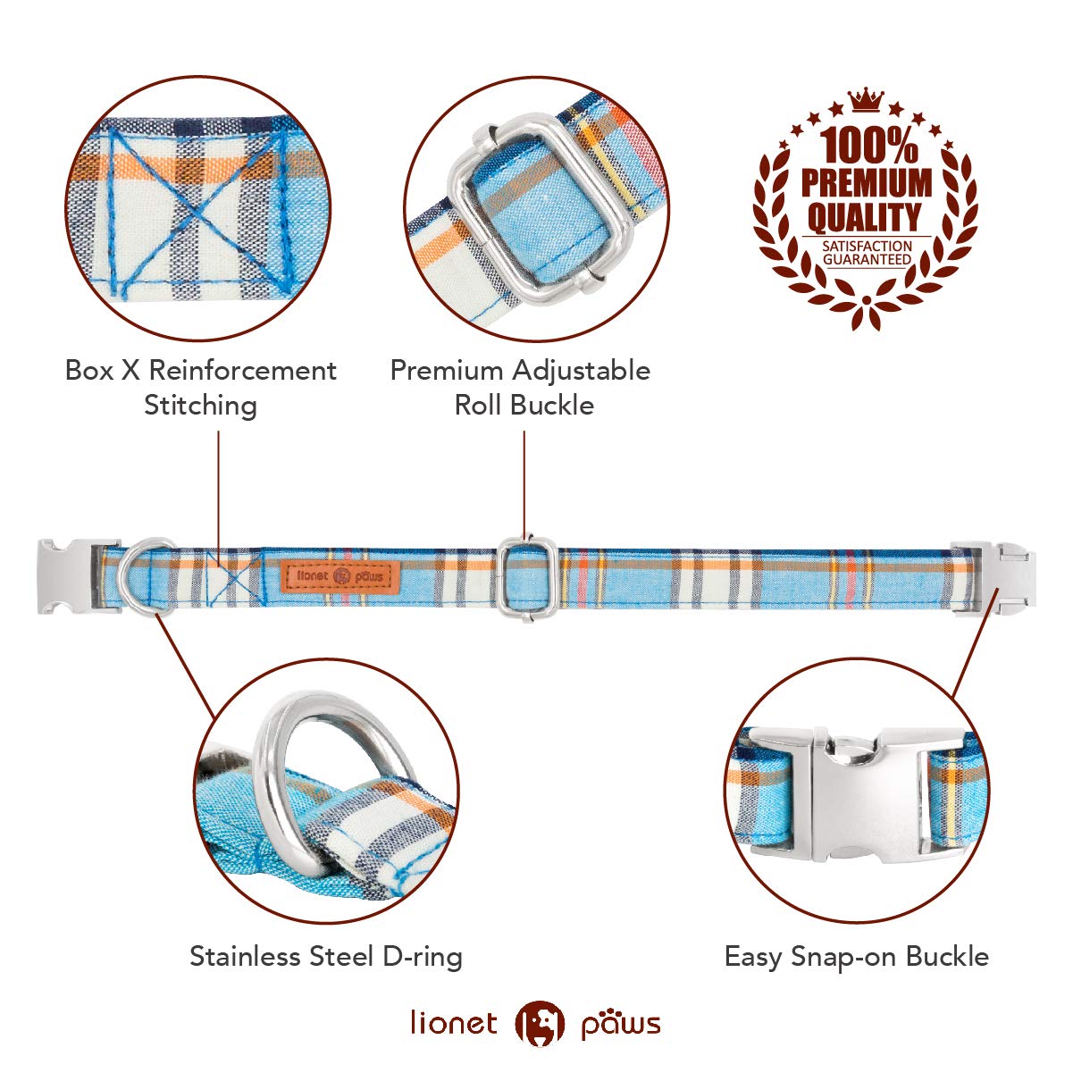 Lionet Paws cotton collar with alloy buckle for durable daily wear